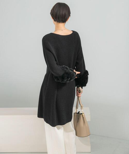 ワンピース 「WEB限定」ファードッキングニットミニワンピース