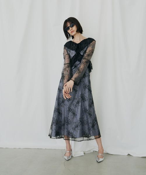 ANDRESD ドレス クロスレースフラワードレス / cross lace flower