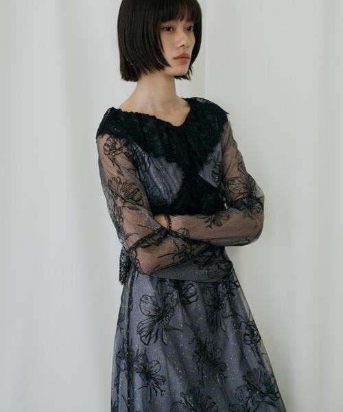 ANDRESD ドレス クロスレースフラワードレス / cross lace flower