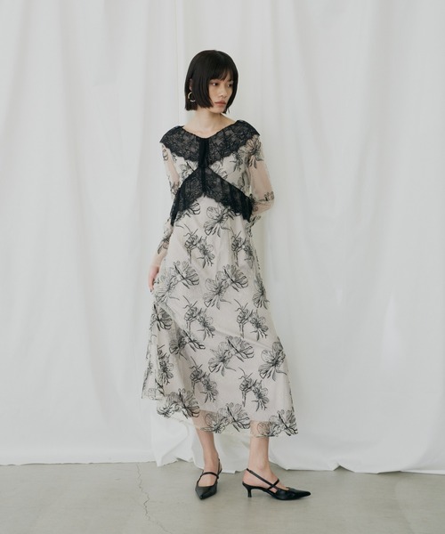 ANDRESD ドレス クロスレースフラワードレス / cross lace flower
