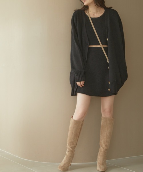 「ACYM」 ニットカーディガン FREE ブラック レディース_画像3