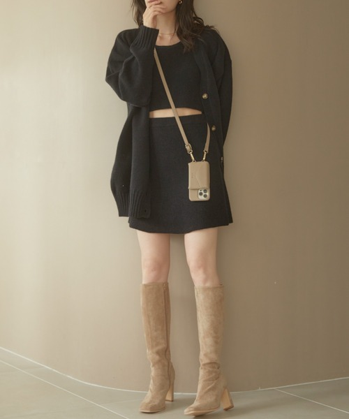 「ACYM」 ニットカーディガン FREE ブラック レディース_画像6