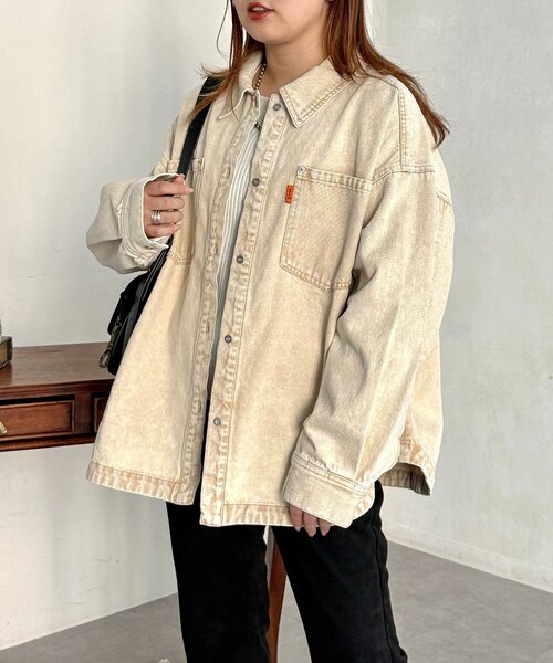 ガニー デニムシャツ ビッグカラー ブラウス カットソー 長袖  M 水色 KOBE LETTUCE（神戸レタス） デニムシャツ シャツ ブラウス 長袖