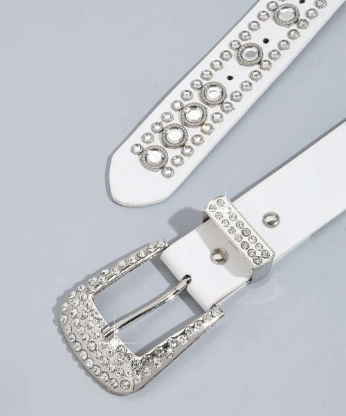 ストラップ バックル ベルト ラインストーン ASH＆DIAMONDS ゴールド ラインストーンバックル付きウエスタンスタイルベルト/キラキラ ベルト スマホアクセサリー