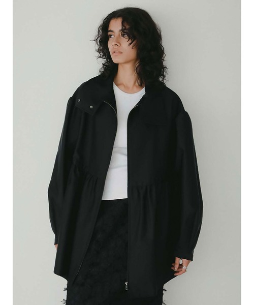 HER. ブルゾン アウター ペプラムギャザーハーフコート レディース