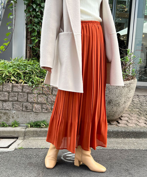 38 ARCHIVIO オレンジ　撥水スカート NOLLEY'S（ノーリーズ） プリーツスカート 38 オレンジ レディース
