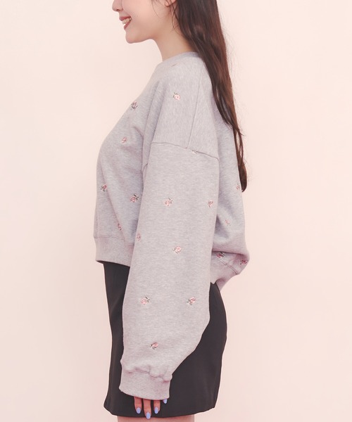 トレーナー スウェット 総柄刺繍スウェットトップス Rose Embroidery レディース_14
