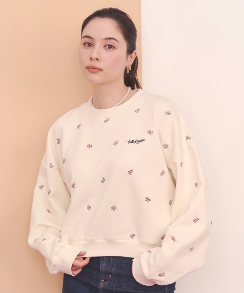 キャスキッドソン Cath Kidston　花柄ロゴ スウェット 白 F 裏起毛スウェットトップス Ribbon Floral | Cath Kidston 日本公式