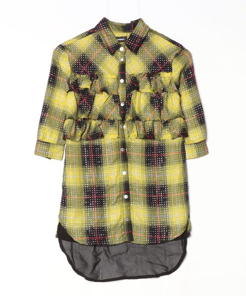 ★*★様 美品　DIESEL チェック柄シャツ Lサイズ イエロー DIESEL（ディーゼル） チェック柄7分袖シャツ - イエロー レディース