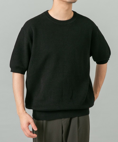 「URBAN RESEARCH ROSSO MEN」 半袖ニット MEDIUM ブラック メンズ_画像9