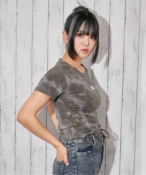 tシャツ 半袖 「サイドレースアップ・タイダイ」カットソー／Y2K／春夏