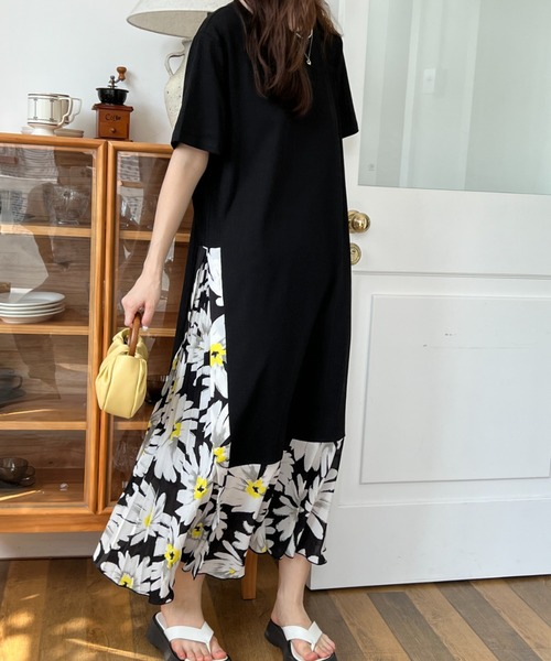 「ABITOKYO」 半袖ワンピース L ネイビー レディース_画像9