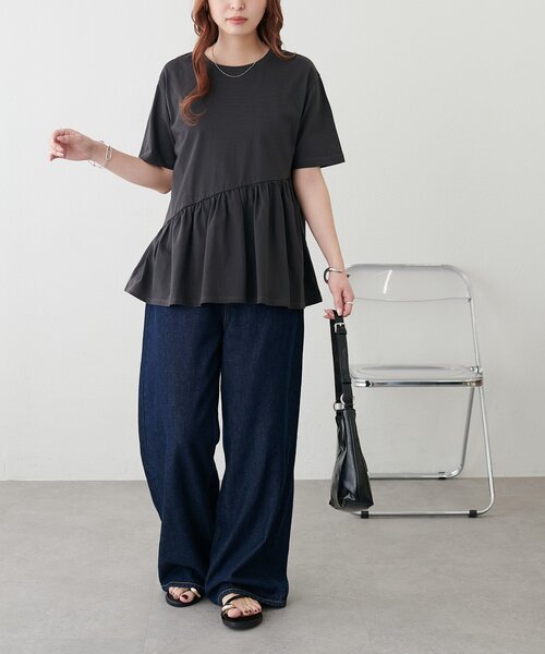 Discoat（ディスコート） tシャツ 半袖 「WEB限定」切替フリルTシャツ 