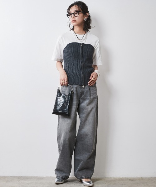 「CHIC STYLE」 ベアトップ L ネイビー レディース_画像2