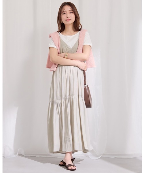 ワンピース とろみティアードキャミワンピース 「低身長・小柄女性」の画像