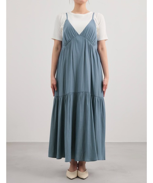ワンピース とろみティアードキャミワンピース 「低身長・小柄女性」の画像
