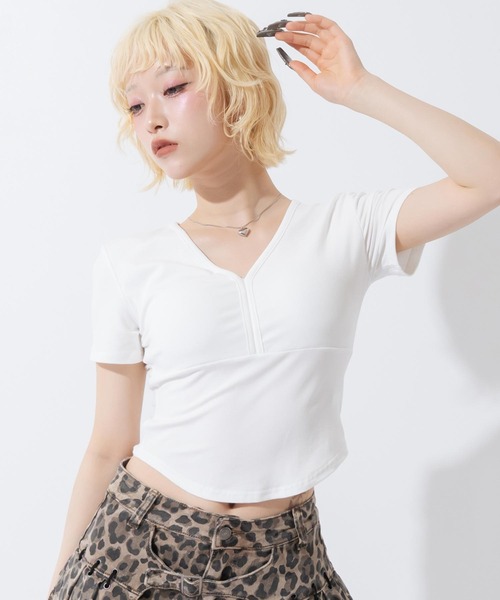 ANAP（アナップ） tシャツ 半袖 カップ付 Vネック ぴたっとTシャツ
