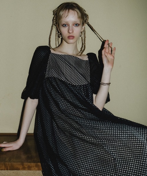 et.UNiVER ドレス Sheer Gingham Lace Dress : ZOZOTOWN Yahoo!店