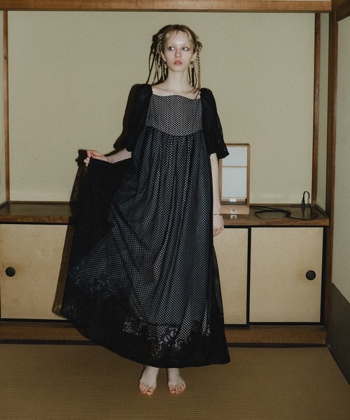 et.UNiVER ドレス Sheer Gingham Lace Dress : ZOZOTOWN Yahoo!店