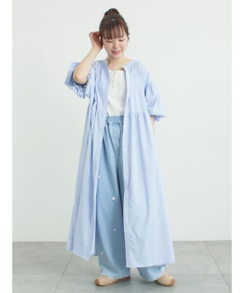 uvカット ワンピース 「遮熱」柄アソートバルーンスリーブワンピースの画像