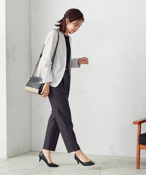 「COMME CA ISM」 ノーカラージャケット MEDIUM ネイビー レディース_画像4