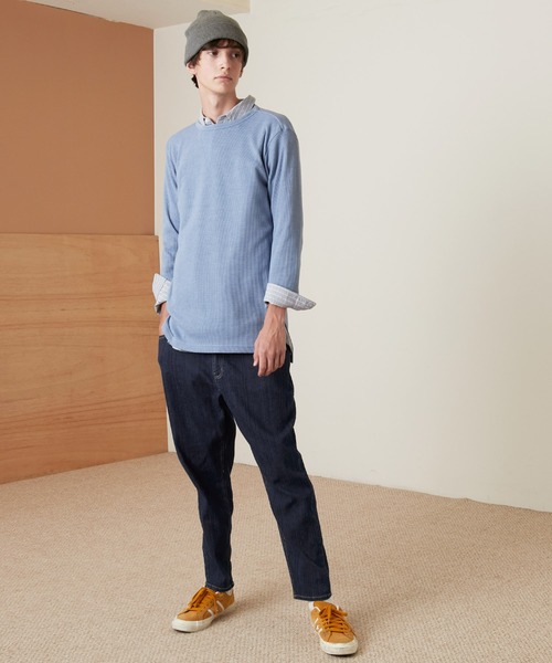 パンツ デニム ジーンズ LINEN×COTTONストレッチデニムテーパードワイドパンツ｜zozo｜03