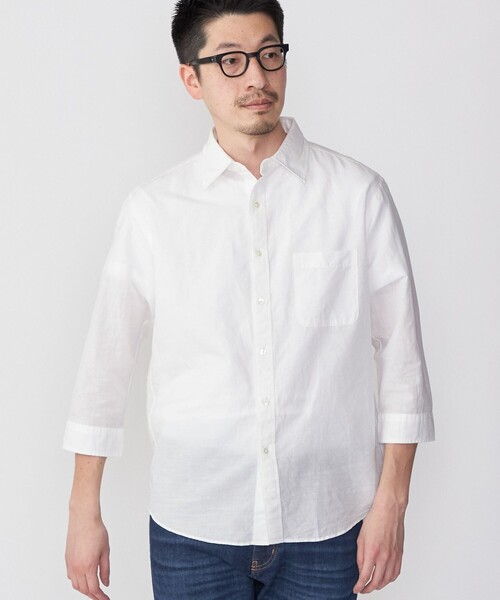 SHIPS（シップス） 七分袖 シャツ SHIPS: Herdmans コットン/リネン 7