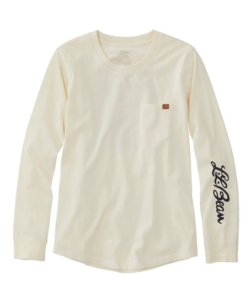 tシャツ ウォッシュ・コットン・ポケット・ティ、長袖　グラフィック 米国フィット・レギュラー レディース L.L.Bean tシャツ ウォッシュ・コットン・ポケット・ティ、長袖