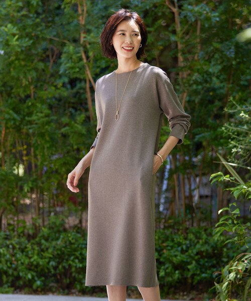 LEONARD ロゴプリント ニットワンピース　美品 LEONARD ロゴプリント ニットワンピース