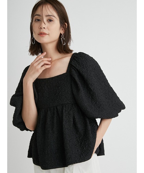 シャツ ブラウス 「emmi atelier」ふくれジャガードブラウス  