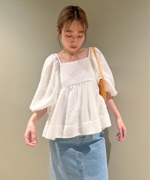 シャツ ブラウス 「emmi atelier」ふくれジャガードブラウス  