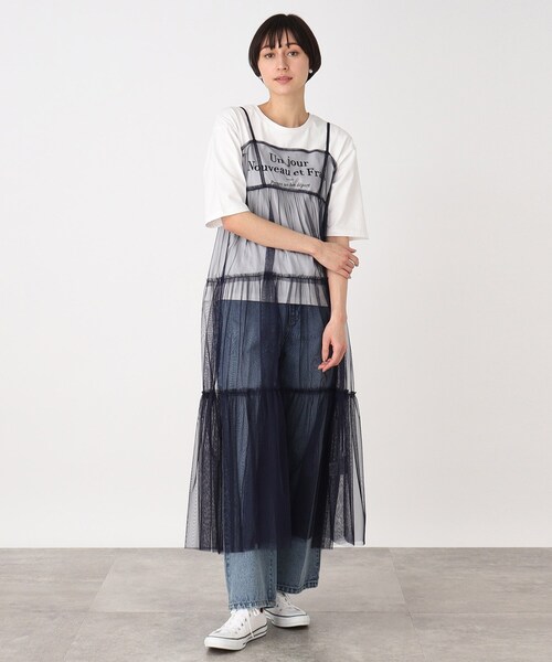 THE SHOP TK ワンピース 「SETアイテム」チュールレイヤードワンピース