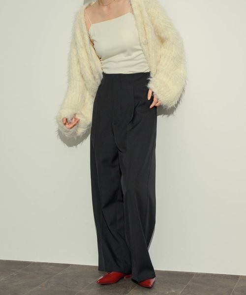 NEUNA スラックス パンツ ハイウエストワイドスラックスパンツ