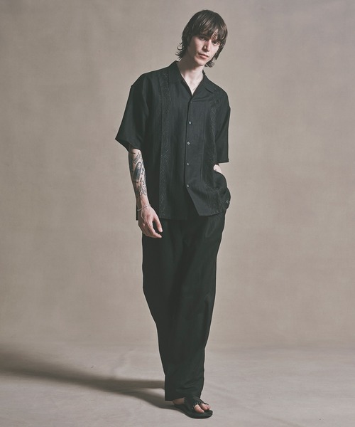 MSML シャツ FLOWER EMBROIDERY LINEN SHIRT / フラワー刺繍 リネン