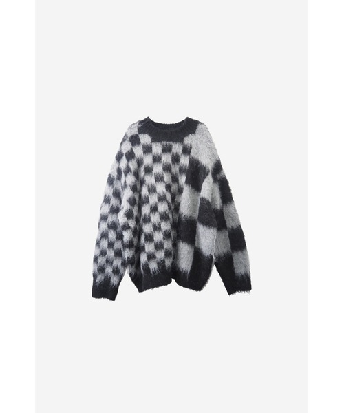 ニット セーター Block Check Pattern Knit レディース