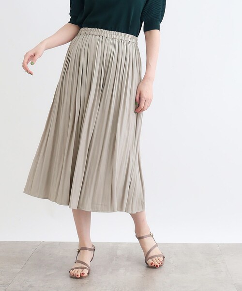 grove パンツ 「低身さん向け−8cm丈」割線風プリーツスカーチョ