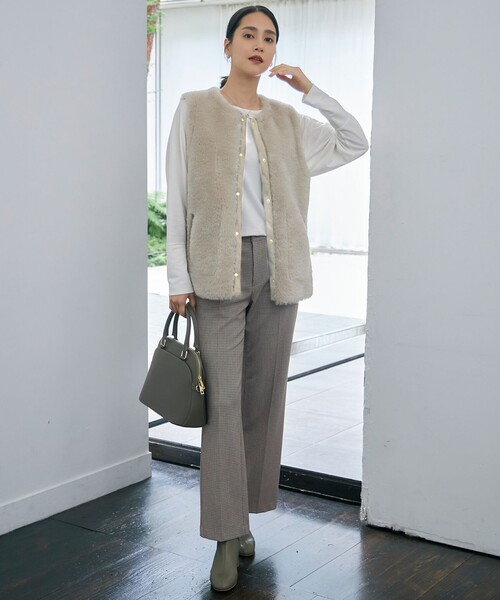 ベスト ジレ リバーシブルエコメリノムートン ジレ レディース 自由区 ベスト ジレ リバーシブルエコメリノムートン レディース