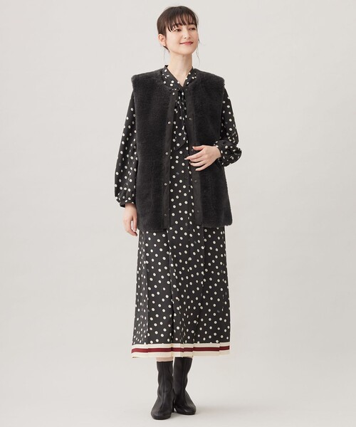 ベスト ジレ リバーシブルエコメリノムートン ジレ レディース 自由区 ベスト ジレ リバーシブルエコメリノムートン レディース
