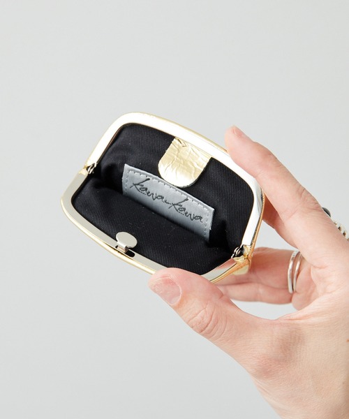 ear PAPILLONNER　がま口ミニウォレット　黒　コインケース レザー 美品】ear PAPILLONNER 牛革がま口折り財布 黒 - メルカリ