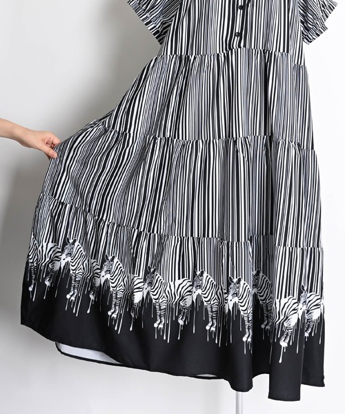 marai（マーライ） ワンピース ゼブラ柄 半袖 ティアードマキシ