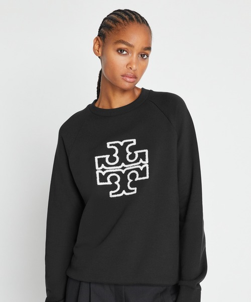 Tory Burch ダブルTロゴ スウェット ブラック Crystal Logo Sweatshirt: Women's Designer Sweaters | Tory Burch