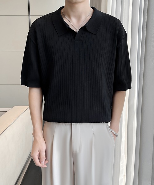 THE TOE ネイビー ケーブルニットポロシャツ Sサイズ Herald Short Sleeve Polo Knit – THE TOÉ