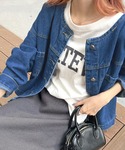 デニムジャケット gジャン 襟元スッキリとした...の詳細画像5