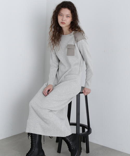 ニット セーター MILITARY RIB KNIT ONEPIECE/ミリタリーリブニットワンピース レディース
