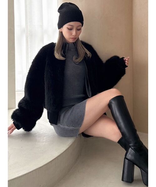 GYDA コート アウター RIBエコファーショートコート レディース