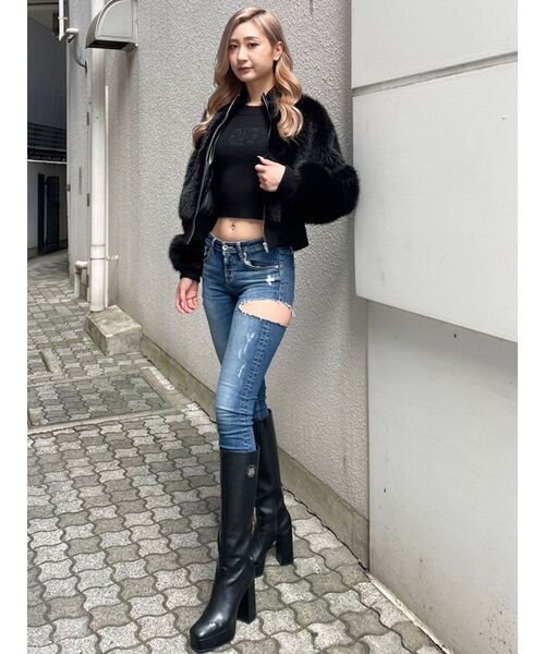 GYDA コート アウター RIBエコファーショートコート レディース