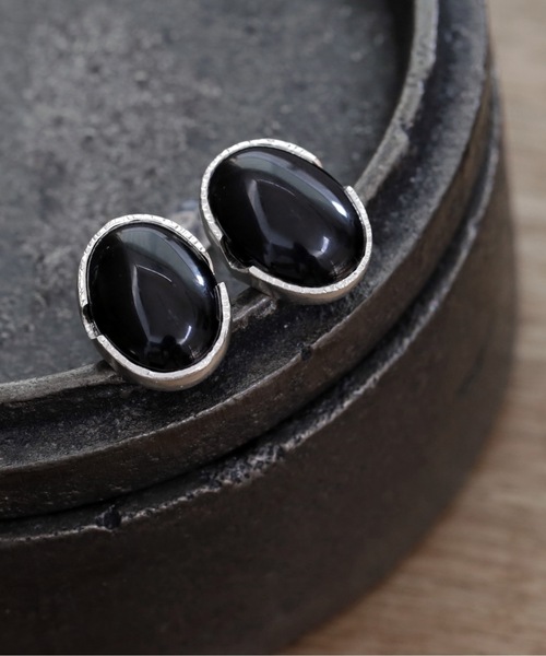 vv ピアス vv.jewelry /オーバルオニキスピアス silver925 レディース