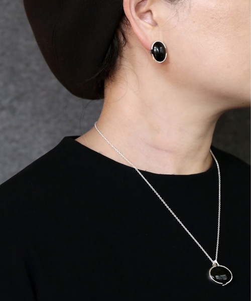 vv ピアス vv.jewelry /オーバルオニキスピアス silver925 レディース