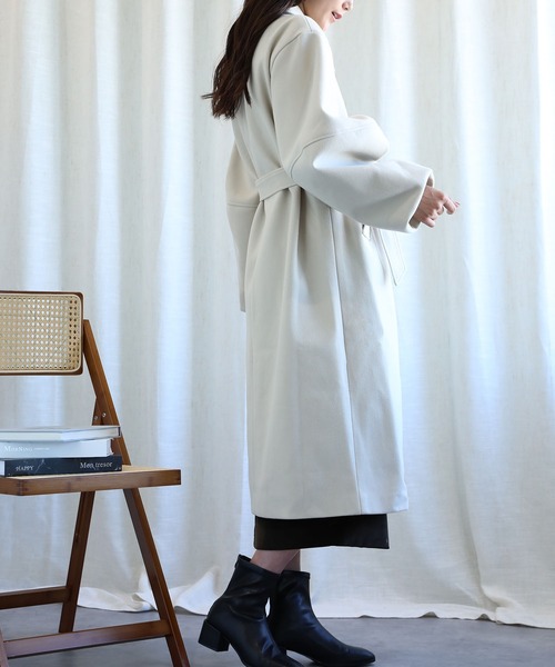 未使用級美品✨　マッキントッシュ　ロング　コート　ピーコート　アイボリー　ウール RESEXXY ビッグカラーロングコート（アイボリー） -ファッション通販