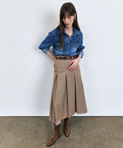 KUME スカート KUME/クメ Wrinkle-free Waist Pleated Long